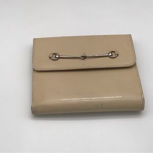 GUC Gucci Beige Patent Horse-bit Trifold Wallet